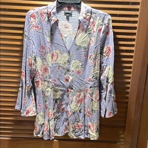 Torrid Purple Floral Pleated Blouse